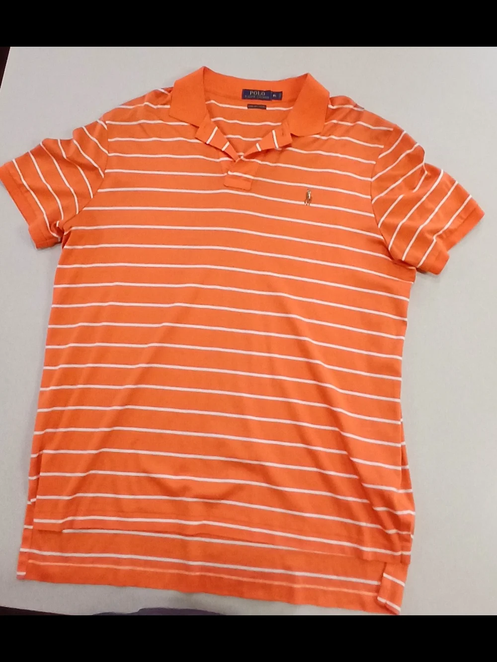 Ralph Lauren Orange and White Striped Polo Shirt